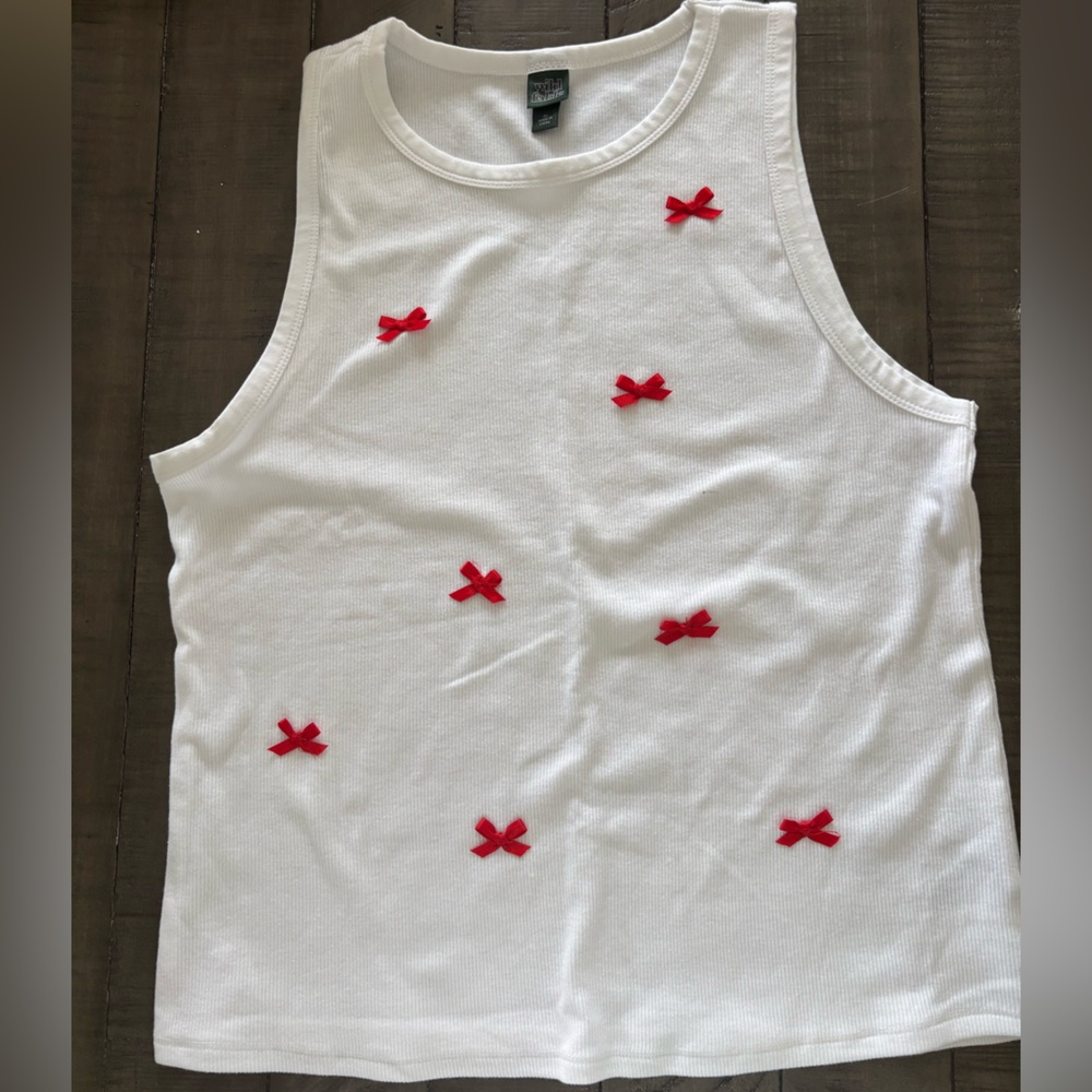 Target White Tank Top with Red Bow Accents